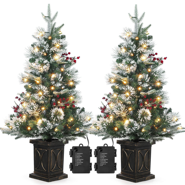 2 PCS 90 cm Künstlicher Weihnachtsbaum Mit 78 Warmweissen LED-Lichtern – Künstlicher Weihnachtsbaum