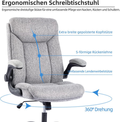 MZLEE Ergonomischer Bürostuhl Computerstuhl Schreibtischstuhl Drehbarer Arbeitsstuhl mit hochklappba