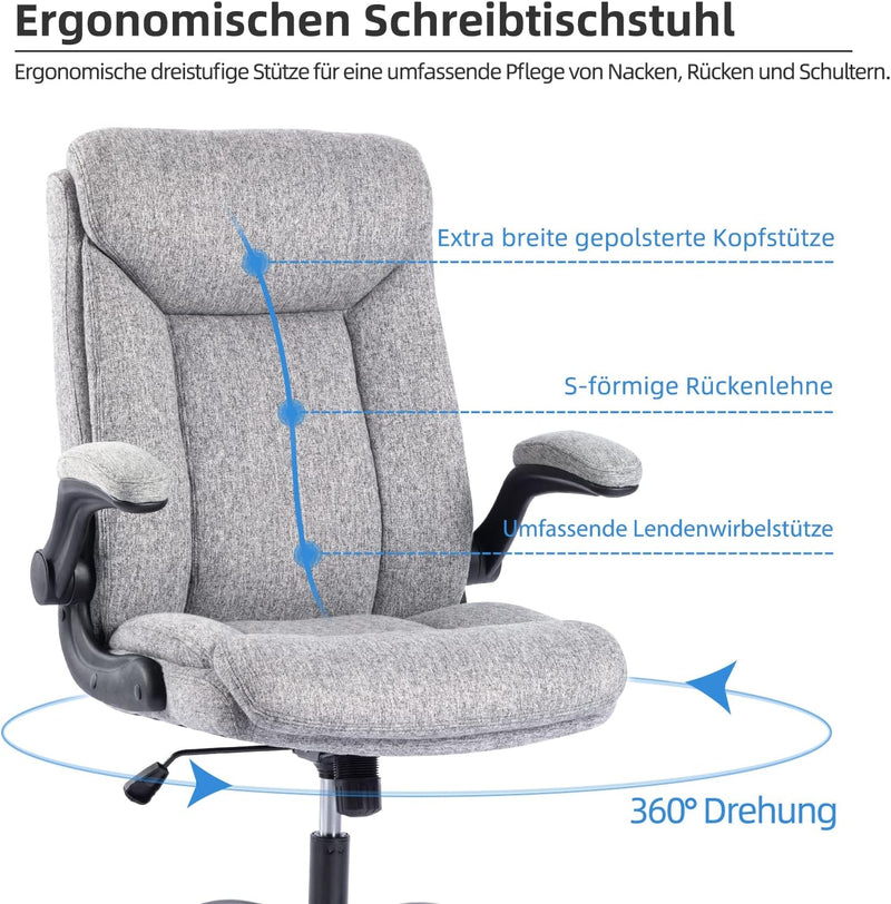 MZLEE Ergonomischer Bürostuhl Computerstuhl Schreibtischstuhl Drehbarer Arbeitsstuhl mit hochklappba