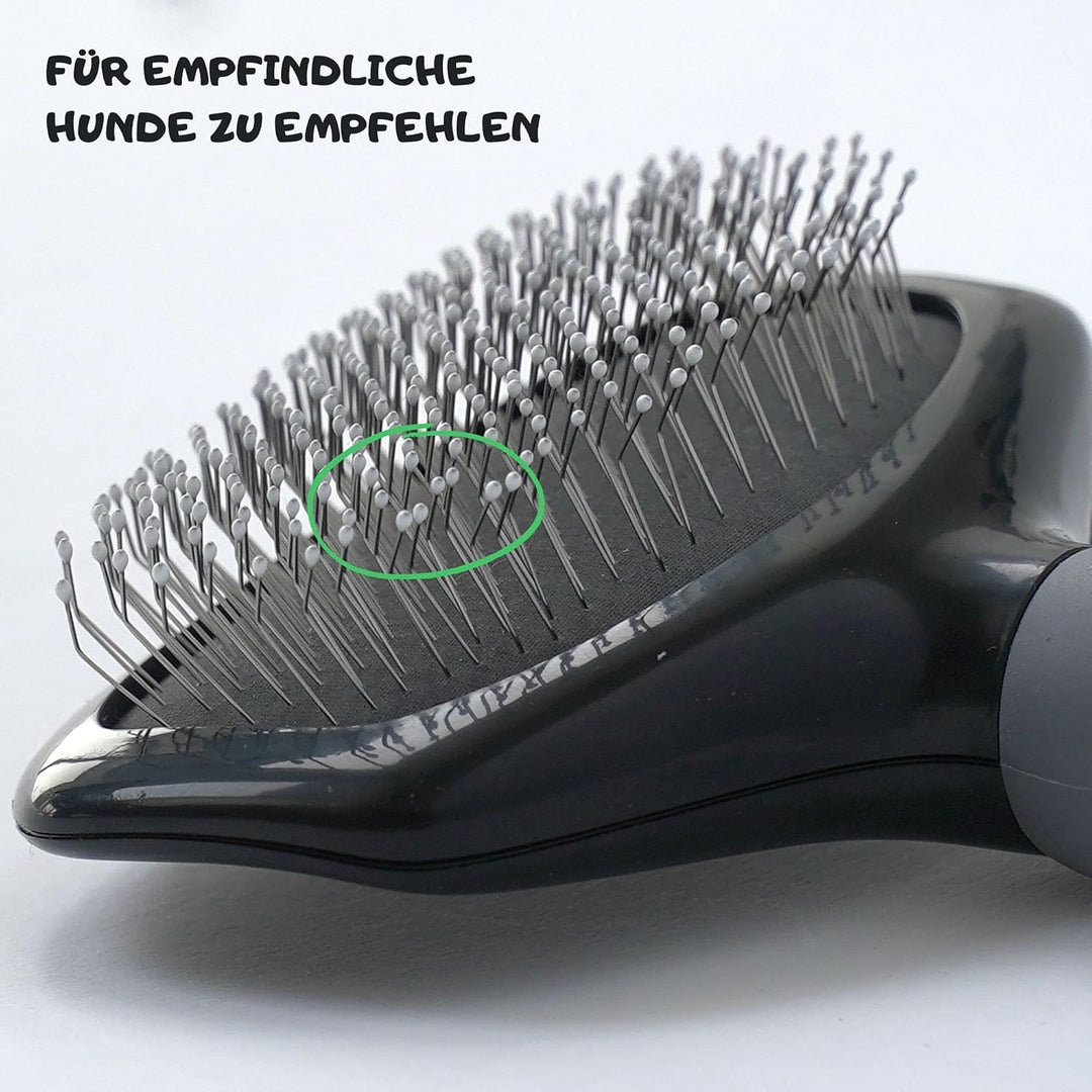Moki Bär Softbürste Hundebürste Pudel mit Schutznoppen für besonders empfindliche Tiere I Ideal für