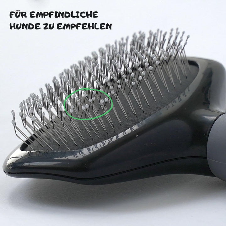 Moki Bär Softbürste Hundebürste Pudel mit Schutznoppen für besonders empfindliche Tiere I Ideal für