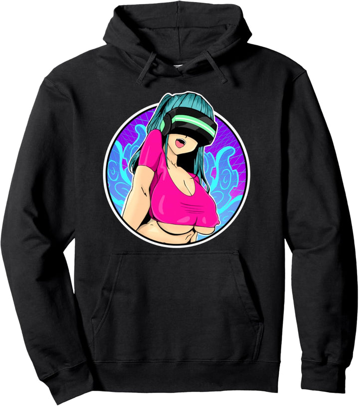 Lewd Anime Virtual Reality Hentai Pullover Hoodie