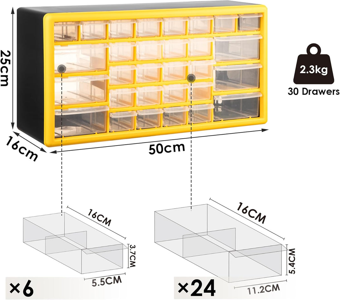Schraubenaufbewahrung Organizer - 30 Schubladen Garage & Werkstatt Aufbewahrungsbox mit verstellbare