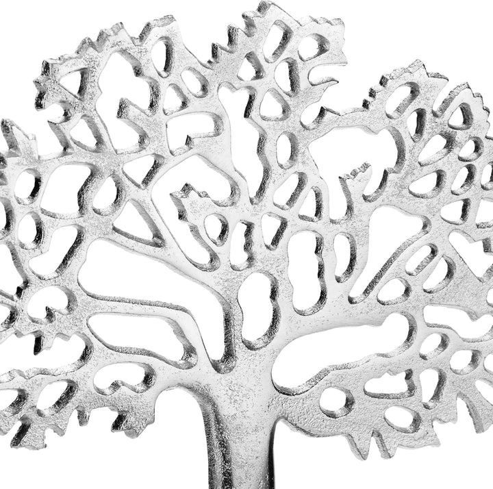 com-four® Deko-Aufsteller Baum - Metall-Baum auf Holzsockel - Deko-Baum aus Metall zum Hinstellen -