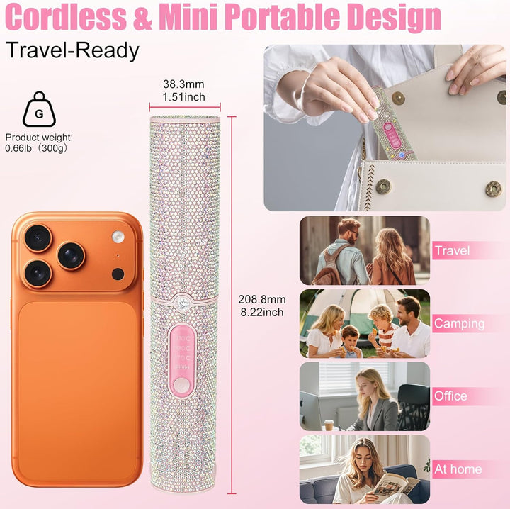 Mini Glätteisen Kabellos, Titan Haarglätter mit 5000mAh Akku, 2 in 1 Tragbares Klein Reise Glätteise