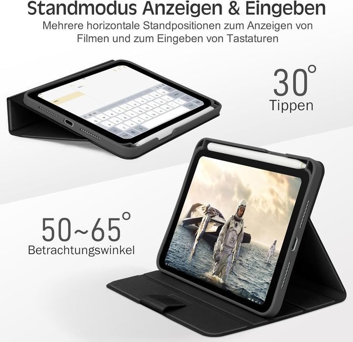 KingBlanc für iPad mini 7 Hülle (A17 Pro) 8,3 Zoll 2024, iPad mini 6 Hülle 2021 mit Stifthalter, Veg