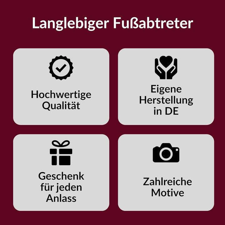 Fussmatte mit Wunschtext/Wunschname Herzlich Willkommen - Motiv 3 Rote Herzen - 60x40 cm - Gummi Rüc