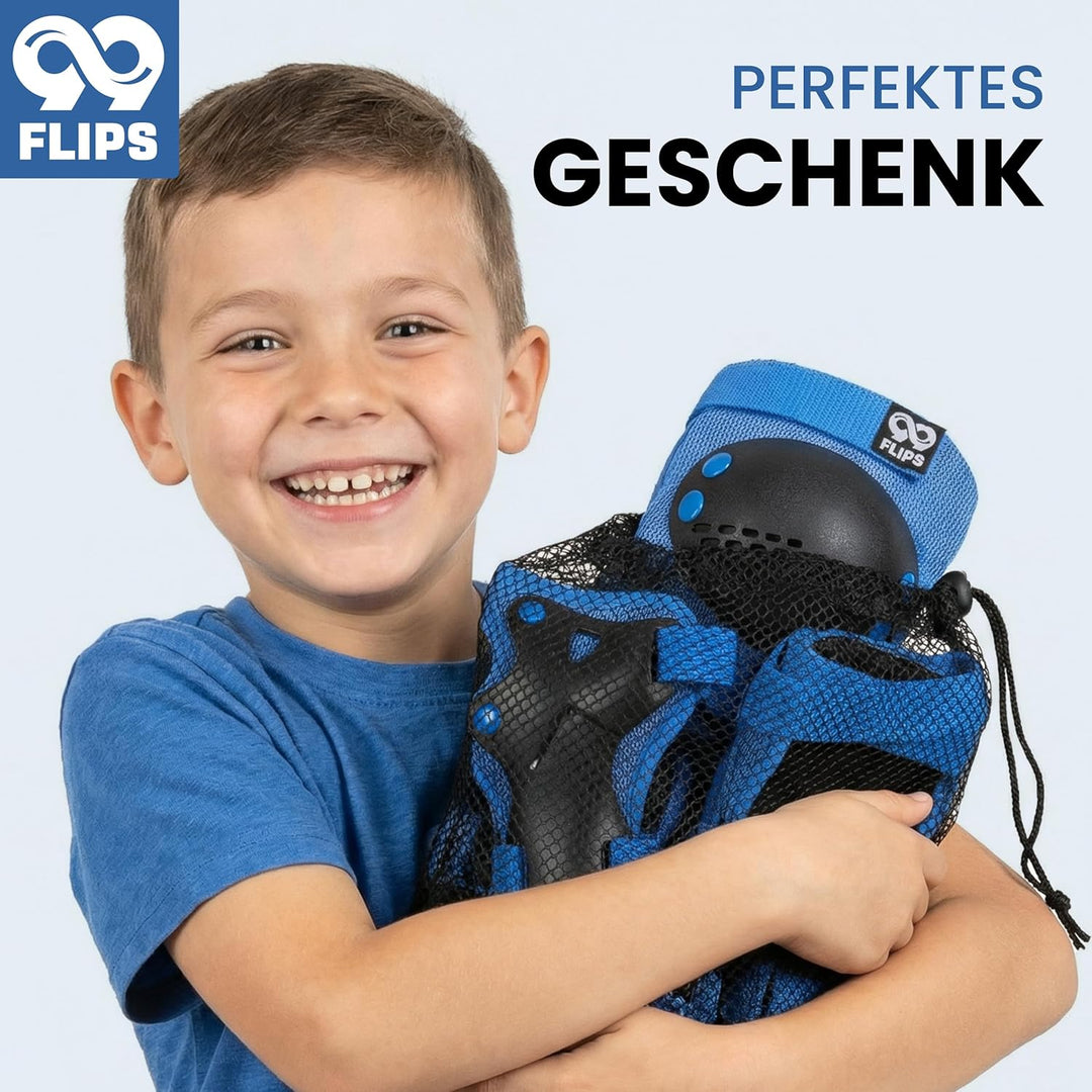 Schützer Inliner Kinder Set 3-12 Jahre [6er Set] mit Knieschoner, Ellenbogenschoner und Handschoner