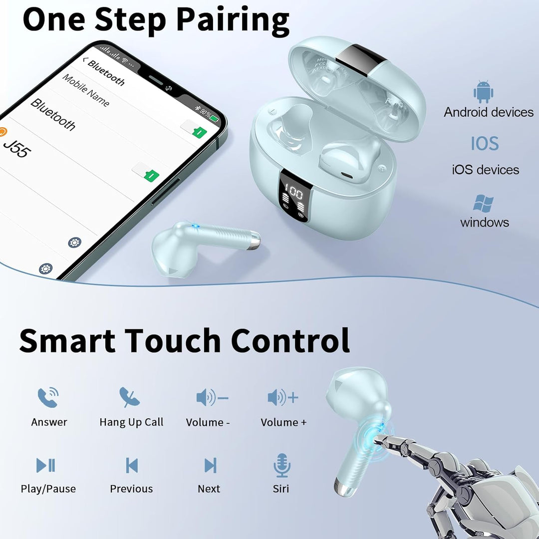 Bluetooth Kopfhörer, In Ear Kopfhörer Kabellos Bluetooth 5.3 Kabellose Kopfhörer mit 4 Mic, 2023 Neu