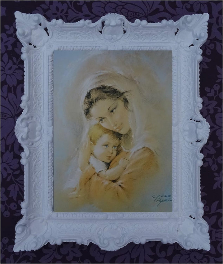 Lnxp Bild Bilder Gemälde in den Rahmen montiert 56x46 cmReligiös Mutter Maria Gottes Maria Jesus Chr