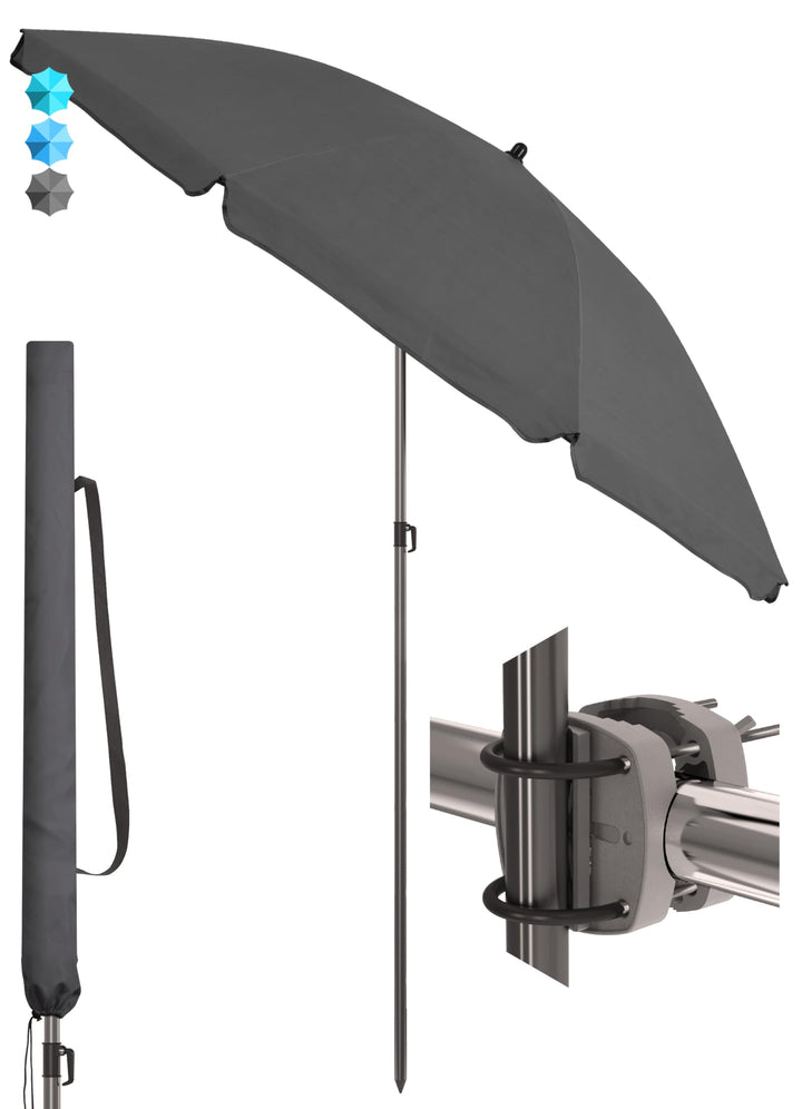 4smile Sonnenschirm Balkon SunnyJoy, 3-in-1 SET, Anthrazit - UPF 50+ Sonnenschirm Ø 200 cm + Sonnens