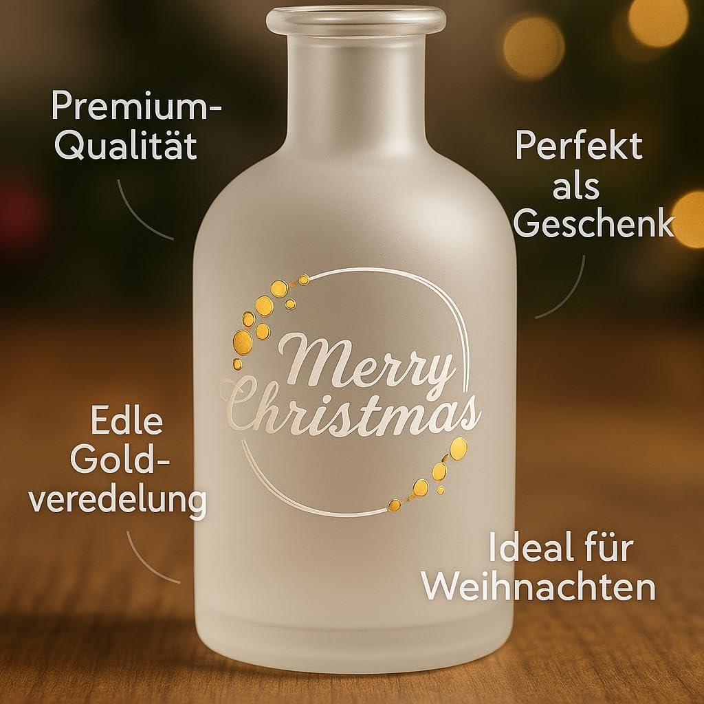 gouveo 12er Set Glasflasche 250 ml Apotheker gefrostet Weihnachten Mix-Set mit Korken (HGK) - Weihna