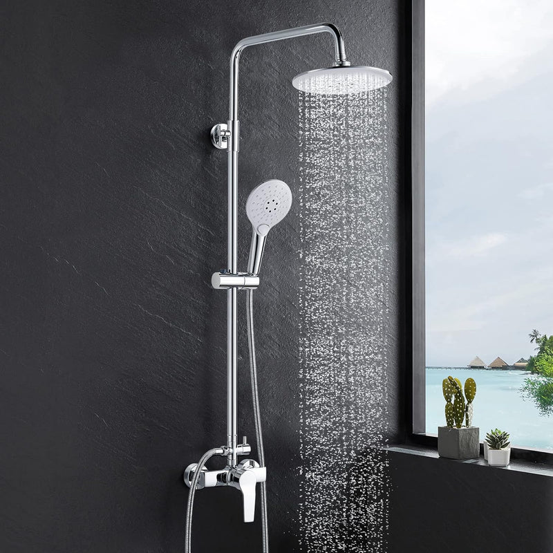 kisimixer Duschsystem mit Einhebelmischer - Regendusche Duschset mit 2 Strahlarten(8 Zoll), Duschkop