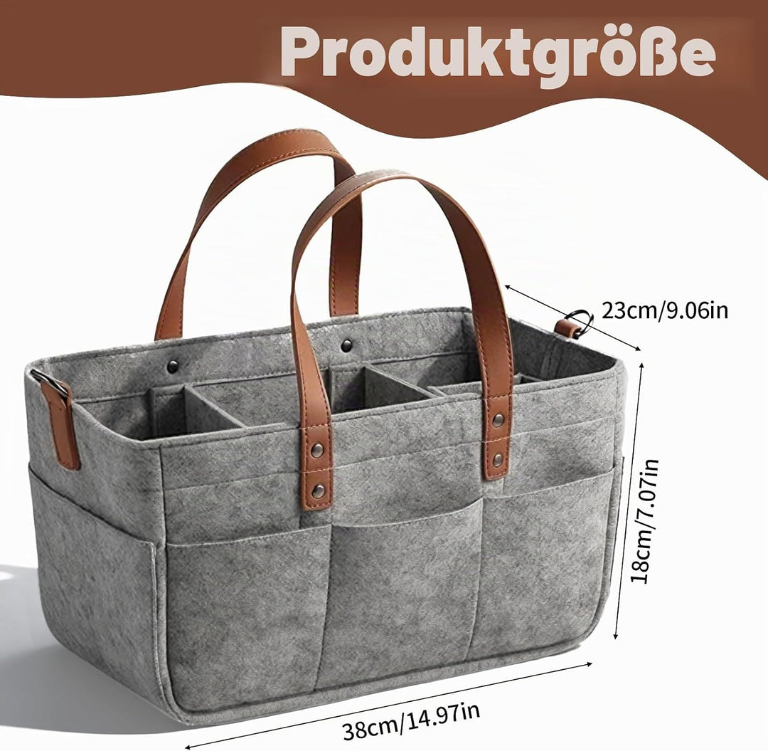Filztasche Storage Faltbar, 16L Filztaschen Einkaufstasche mit Fächern Filztaschestorage Faltbar Fil