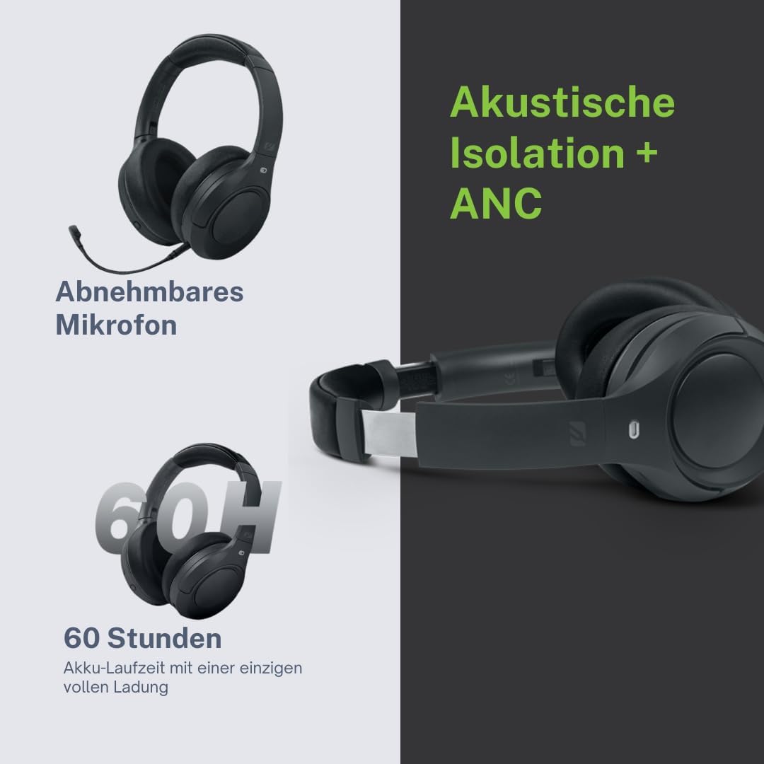MUSE M-295 ANC Bluetooth-Stereo-Headset mit ANC-Canceller, Over-Ear, doppeltes integriertes Mikrofon