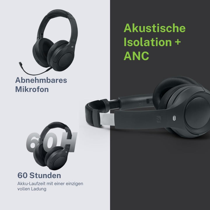 MUSE M-295 ANC Bluetooth-Stereo-Headset mit ANC-Canceller, Over-Ear, doppeltes integriertes Mikrofon