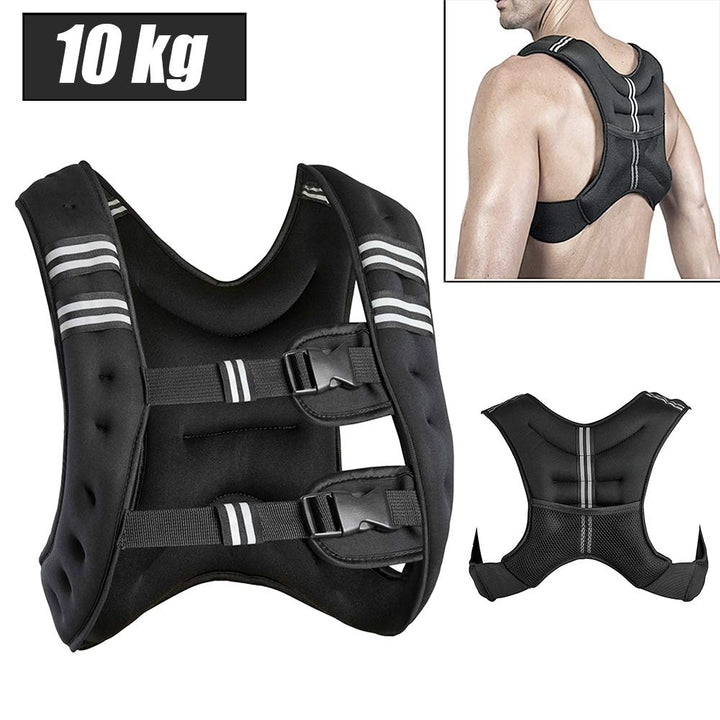 MAYMA Gewichtsweste, 10 kg, verstellbare Gewichtsmanschette, Krafttraining, Fitnessweste, Schwarz, f