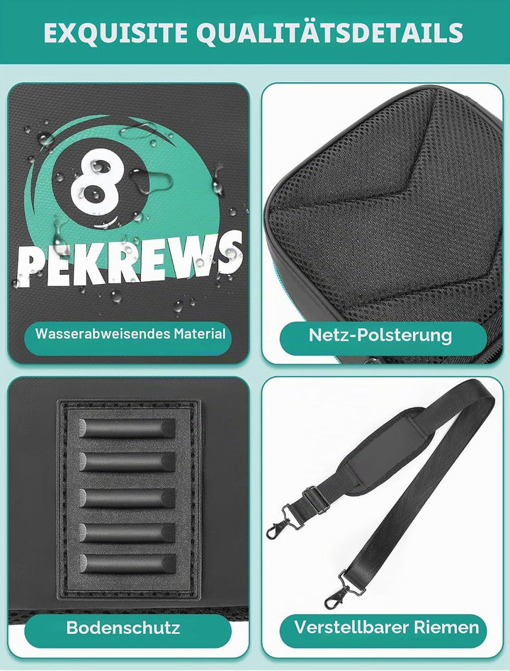 PEKREWS Billardqueue-Tasche mit Rucksackgurten, weiche Tragetasche für Billardqueue, Tragetasche mit
