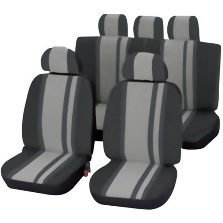 Unitec 84957 Sitzbezugset Newline, 14-teilig, Grau/Schwarz