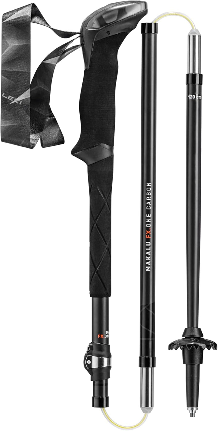Leki Makalu FX.One Carbon Wanderstöcke Schwarz-Naturalcarbon-Orange 110 cm, Schwarz-Naturalcarbon-Or