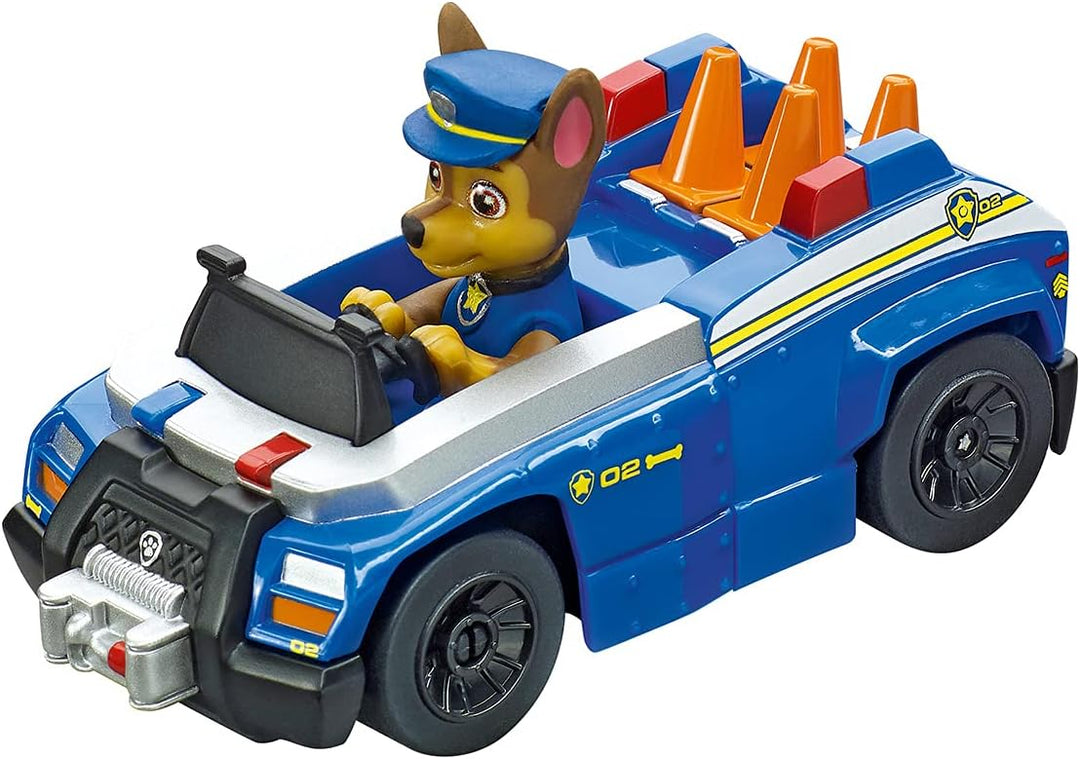 Carrera First PAW Patrol Race 'N' Rescue 2,4m Rennstrecken-Set | 2 ferngesteuerte Fahrzeuge mit Chas