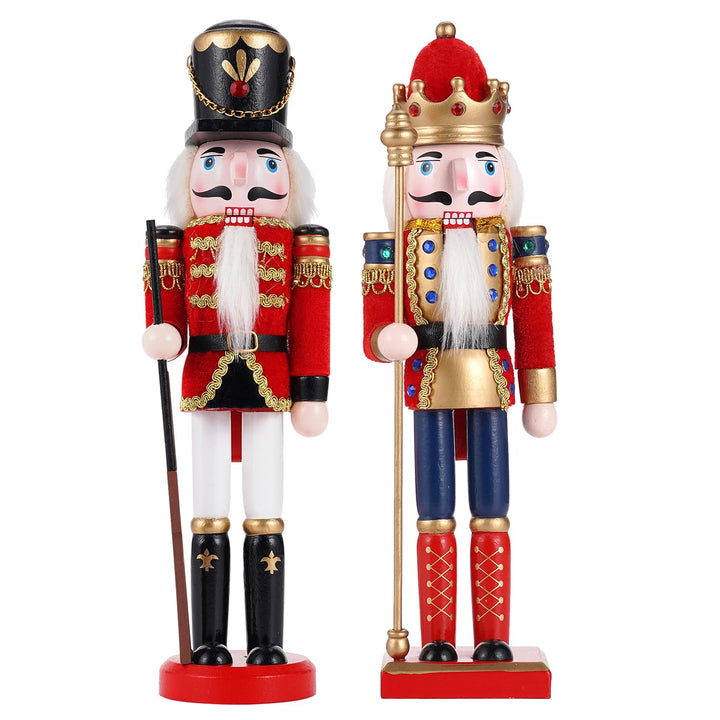 COMBIUBIU 2PCS Nussknacker Figur,30CM Nussknacker Soldat Aus Hochwertigem Kiefernholz,Deko FüR Zuhau