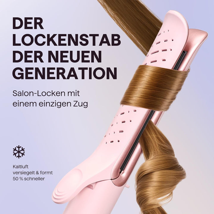 Wavytalk Lockenstab und Glätteisen 2-in-1, 360° Kaltluft für Grosse Locken | Digitaldisplay, 5 Tempe