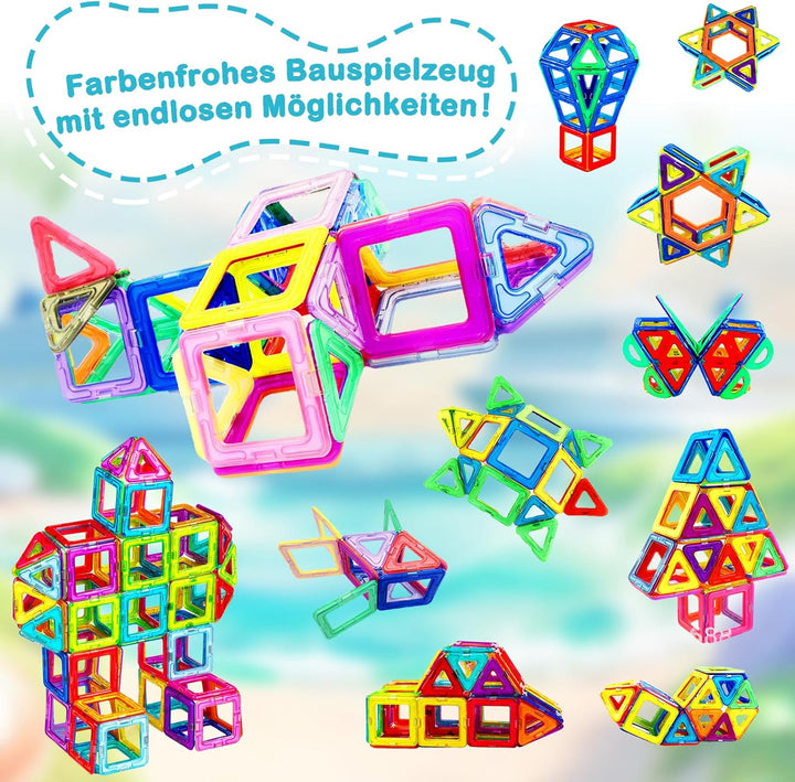 Magnetische Bausteine 120 Teile Magnetspielzeug Kinder Lernspielzeug ab 3 4 5 6 7 8 Jahre Magneten S