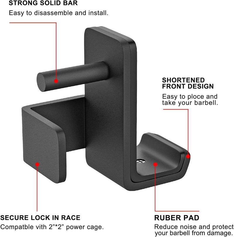 SELEWARE J-Haken aus massivem Stahl für 5,1 x 5,1 cm Rohr-Power-Käfig mit 5/8 Zoll Loch Squat Rack B