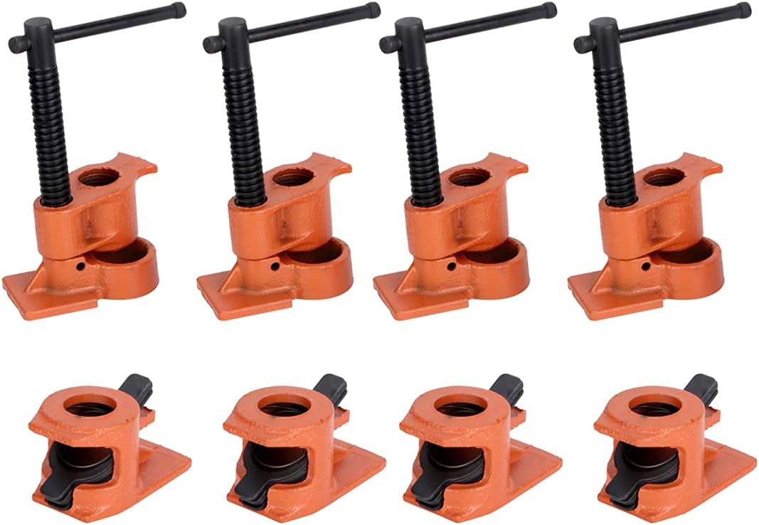 4 Stück Rohr Schraubzwingen mit Hülse, 1/2 Zoll Rohrzwingen Rohrschelle Schraubstock Holzbearbeitung