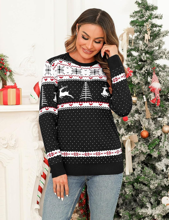 Totatuit Weihnachtspullover Damen Hässliche Christmas Sweater Feinstrick Strickpullover Xmas Sweater
