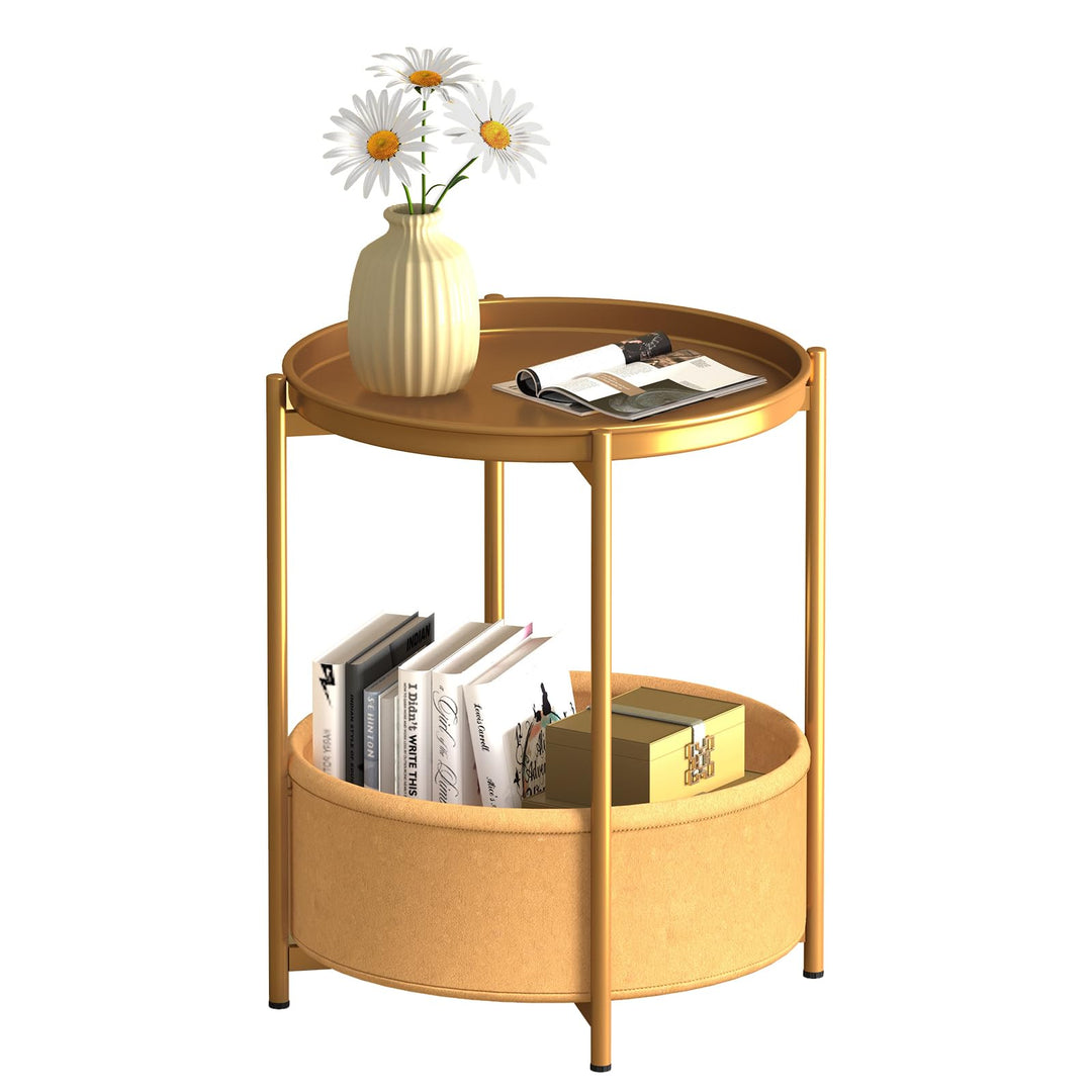 Garden 4 you Beistelltisch Rund, Sofatisch 2 Ebenen, Metall Balkontisch, Kleiner Tisch, Couchtisch m