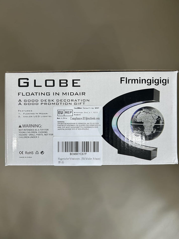 Magnetischer Schwimmender Globus mit farbigen LED-Lichtern C-Form Anti-Schwerkraft-Magnetschwebebahn