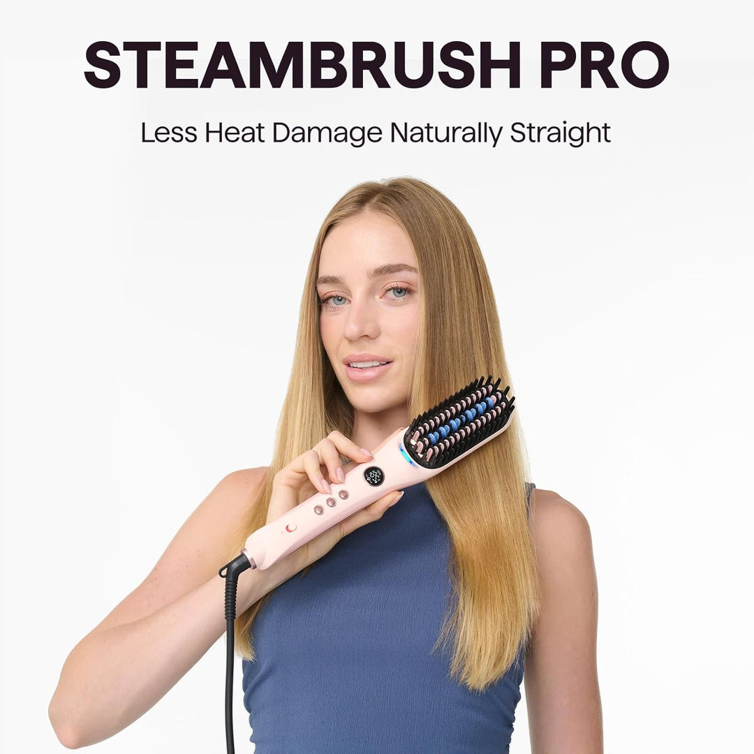 Wavytalk Glättbürste Steambrush Pro, 4-in-1 Dampf Haarglätter Bürste mit ionen technologie, doppelte