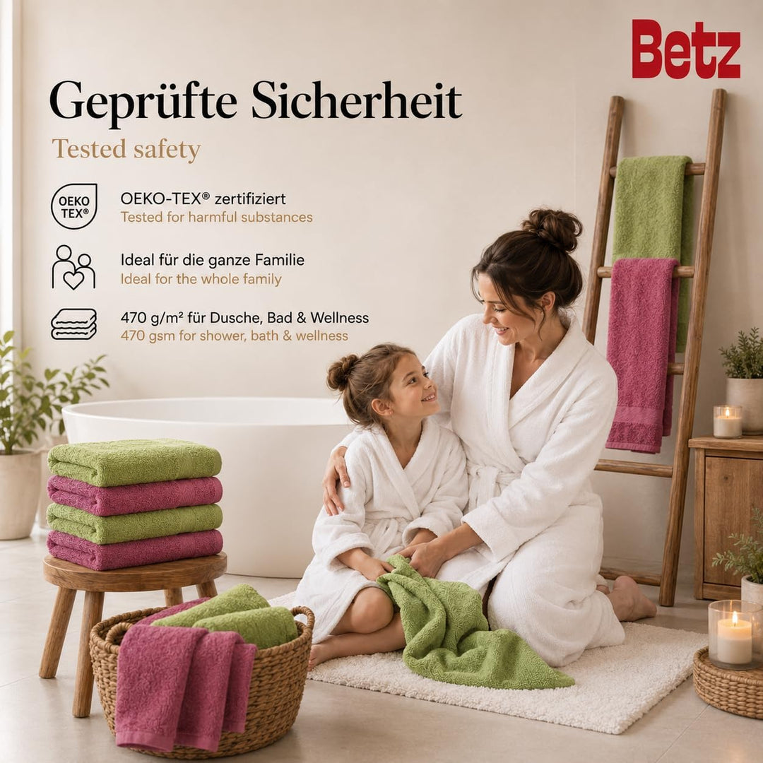Betz 12-TLG. Handtuch Set Premium 100% Baumwolle 2 Duschtücher 4 Handtücher 2 Gästetücher 2 Seiftüch