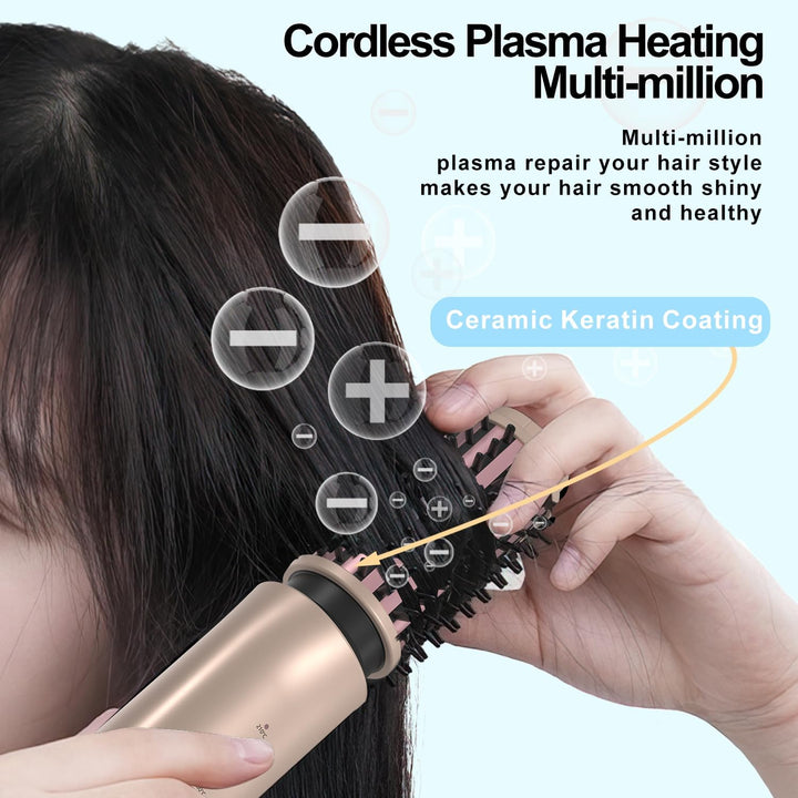 Kabellose Lockenbürste Thermal Brush: Ionen LockenstabBürste wärmebürste 150-210℃ - Reise Mini Locke