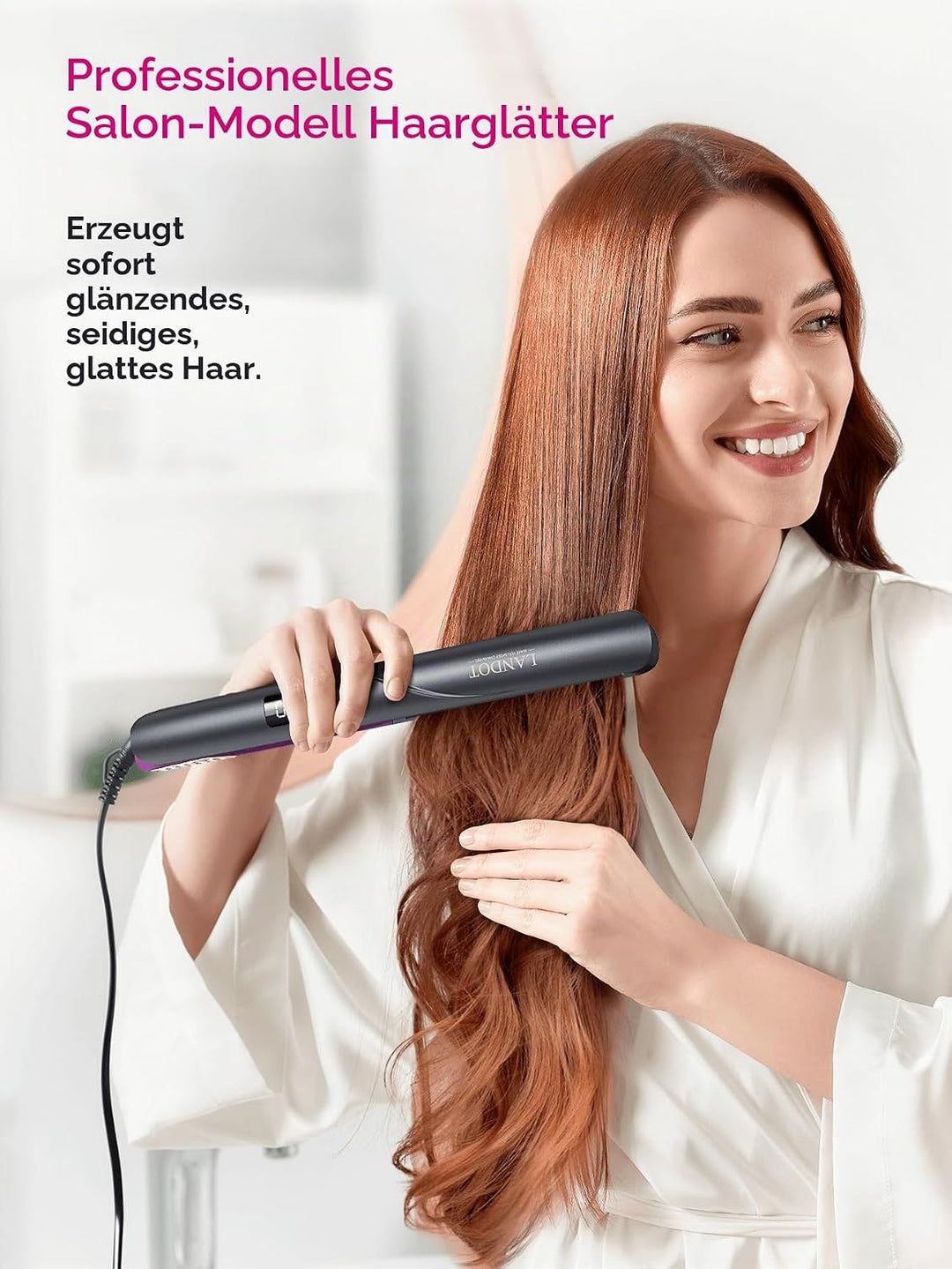 LANDOT Glätteisen &amp; Styler für Glattes, Geschmeidiges &amp; Weiches Haar mit Verbesserter Glanz - Haargl