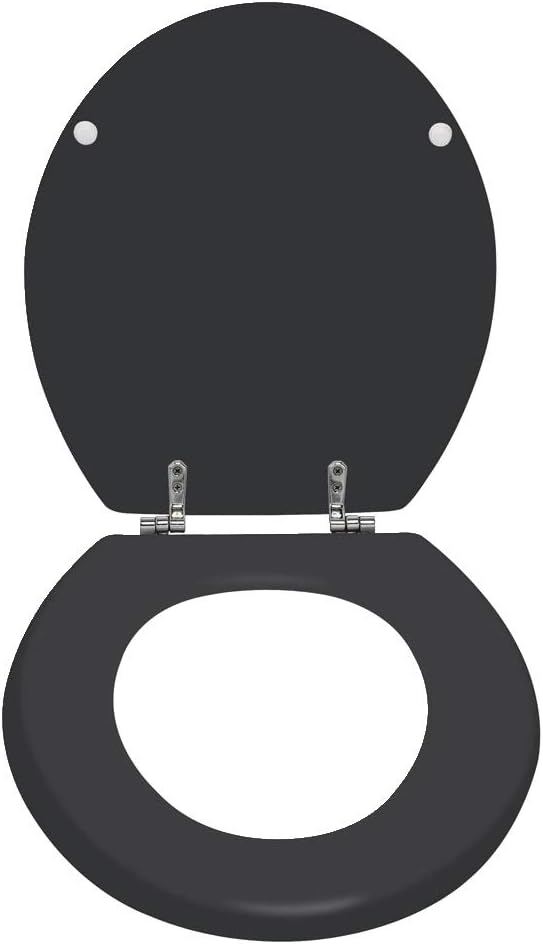 WENKO WC-Sitz Prima Schwarz Matt, hochwertiger Retro-Stil Toilettensitz, WC-Deckel inkl. Wandpuffer