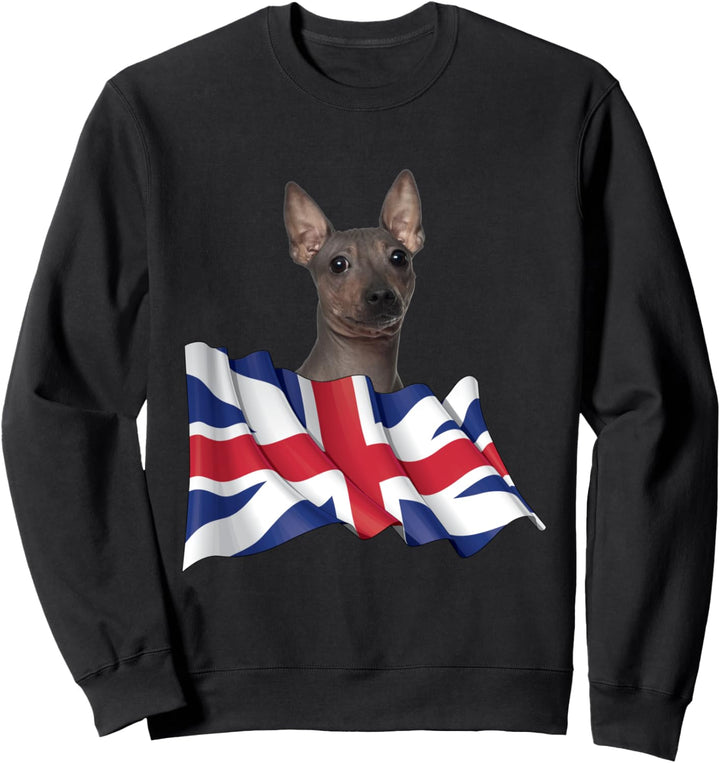 Union Jack Flag Dog American Hairless Terrier Sweatshirt