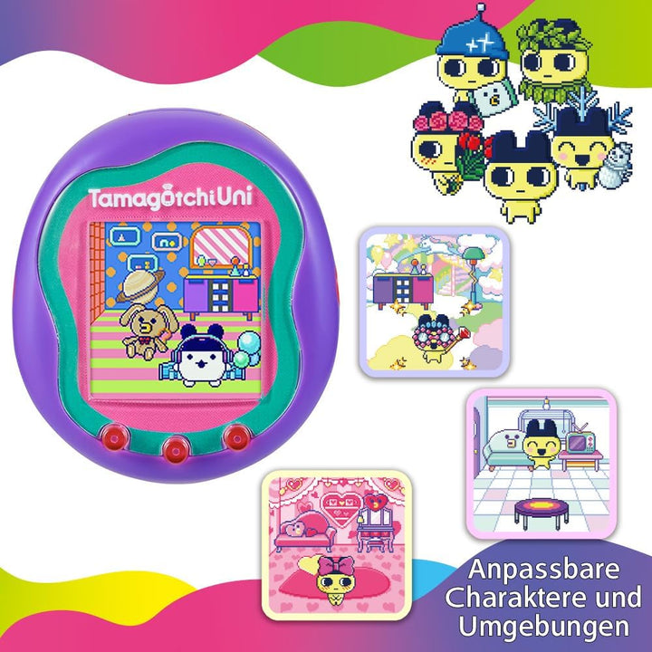 BANDAI- Tamagotchi Uni - Verbundenes Tamagotchi mit Armbanduhr - Virtuelles Haustier - Violett-Model