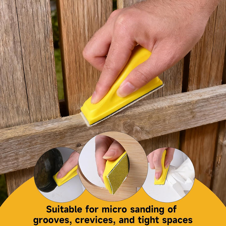 120 Stück Schleifpapier mit 90x30 mm Schleifklotz Set, Mini Schleifwerkzeuge, 40/60/80/100/120/180/2