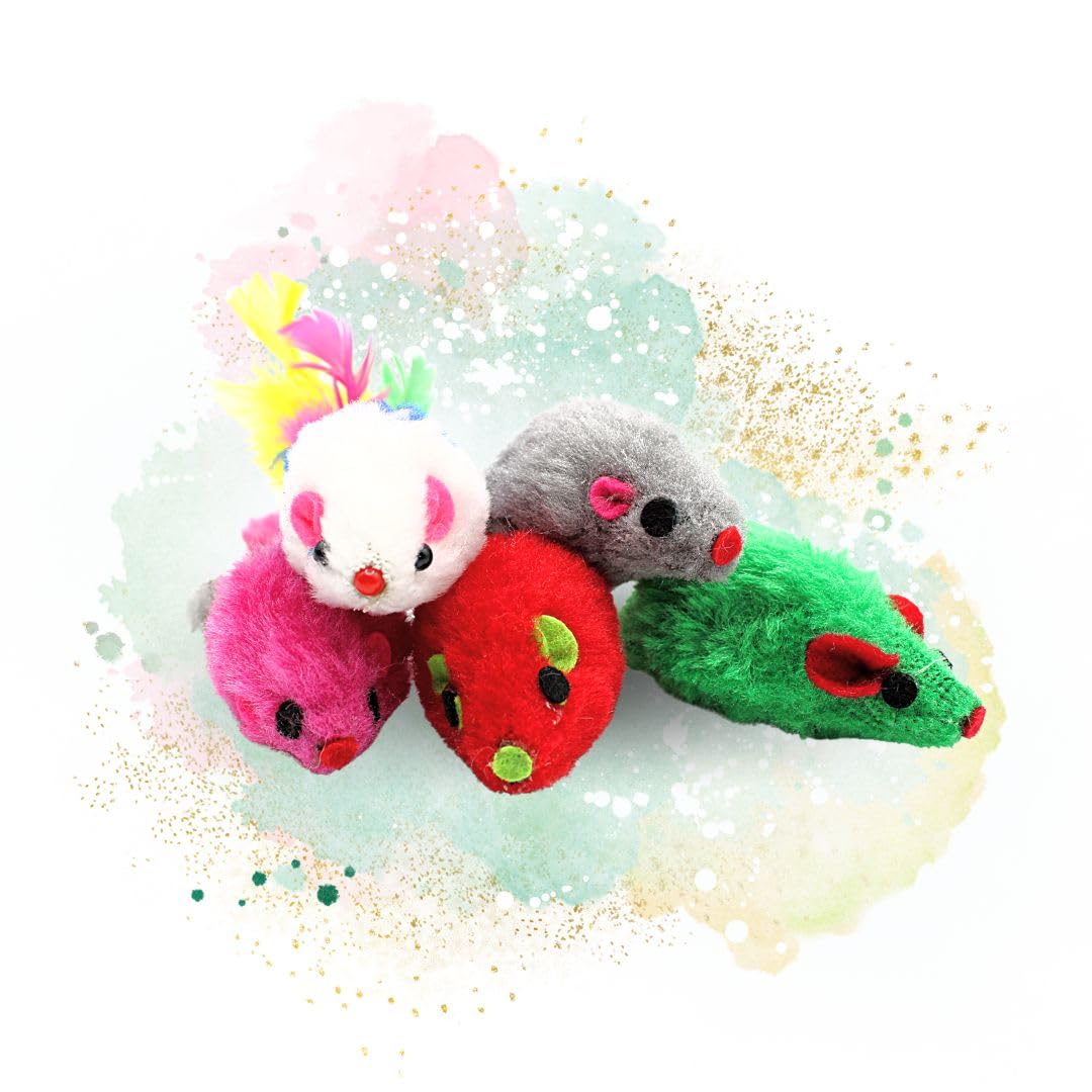 Lyra Pet® 20 Stück Spielmäuse Spielmaus Spielzeug Katze Rassel Plüsch Fell