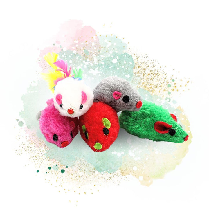 Lyra Pet® 20 Stück Spielmäuse Spielmaus Spielzeug Katze Rassel Plüsch Fell