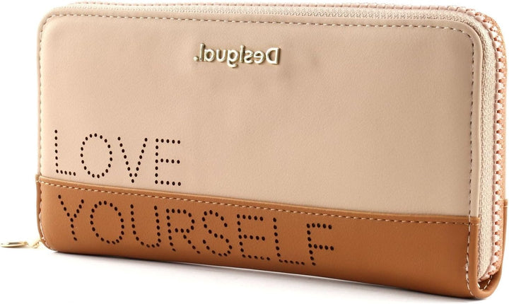 Desigual Damen Mone_rhapsody Zip Around Geldbörse, Braun-Beige, 2x9.5x19 cm