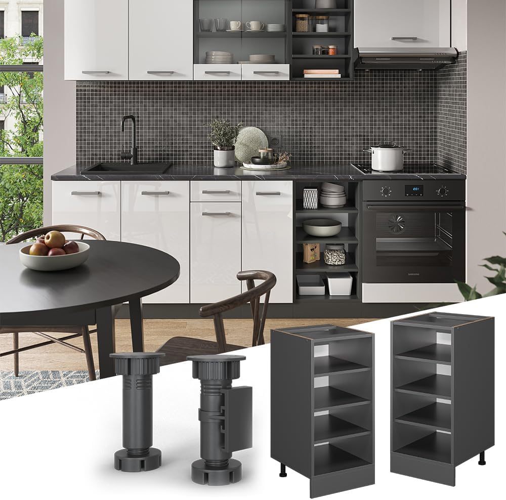 Vicco Küchenregal R-Line, Anthrazit/Anthrazit, 40 cm ohne Arbeitsplatte Anthrazit Regalunterschrank