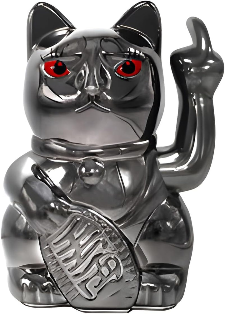 ANGRY CAT - Winkekatze Lucky CAT - Lustige winkende Katze - japanische Winkkatze mit Stinkefinger -