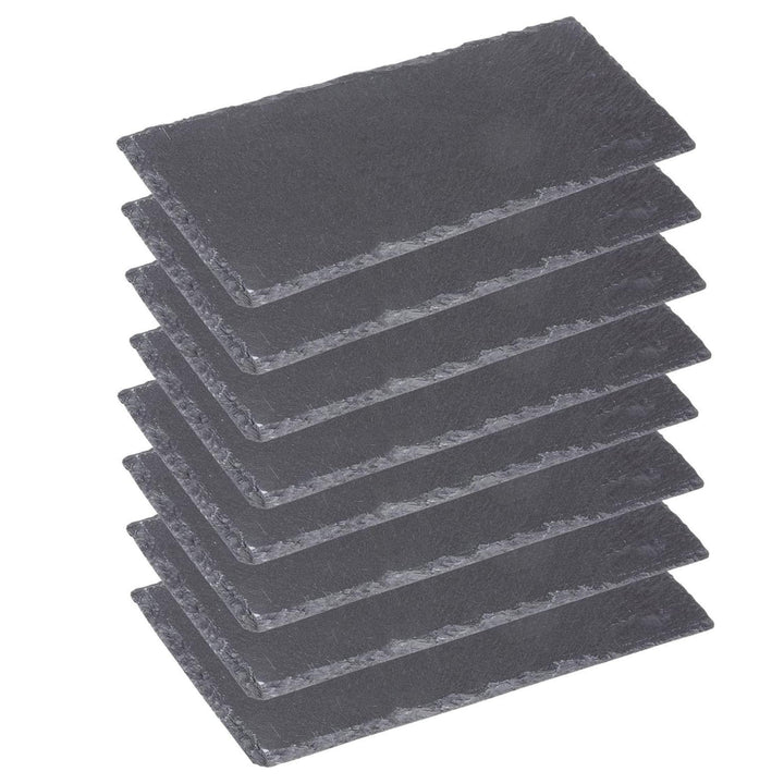Westmark 8 Naturschiefer-/Servierplatten, mit Kratzschutz, Fläche: je 30 x 10 cm, Schiefer, Tapas +