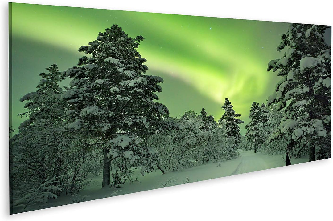 islandburner Bild auf Leinwand Spektakuläre Aurora Borealis Pfad Winterlandschaft Nordlichter Lappla