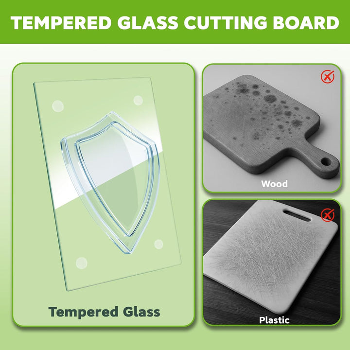 2 Stück Schneidebrett aus gehärtetem Glas für die Küche, Glas-Schneidebrett für Arbeitsplatte, klare