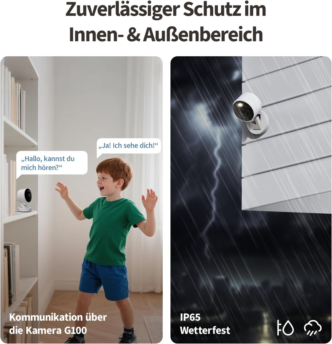Aqara G100, 2K Sicherheitskamera für Innen & Aussenbereich, HomeKit Secure Video, 2-Wege-Audio, Sche